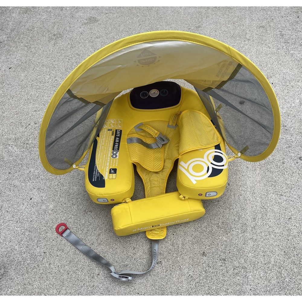 Mambo Baby Pool Float W/ UPF50 Canopy 13-40 Lbs- School Bus Design Used Twice